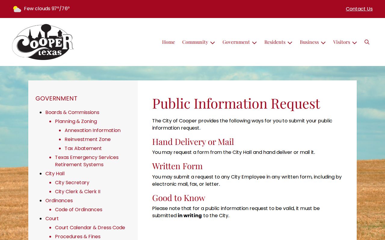 Cooper criminal record request options in Delta County on the official city page