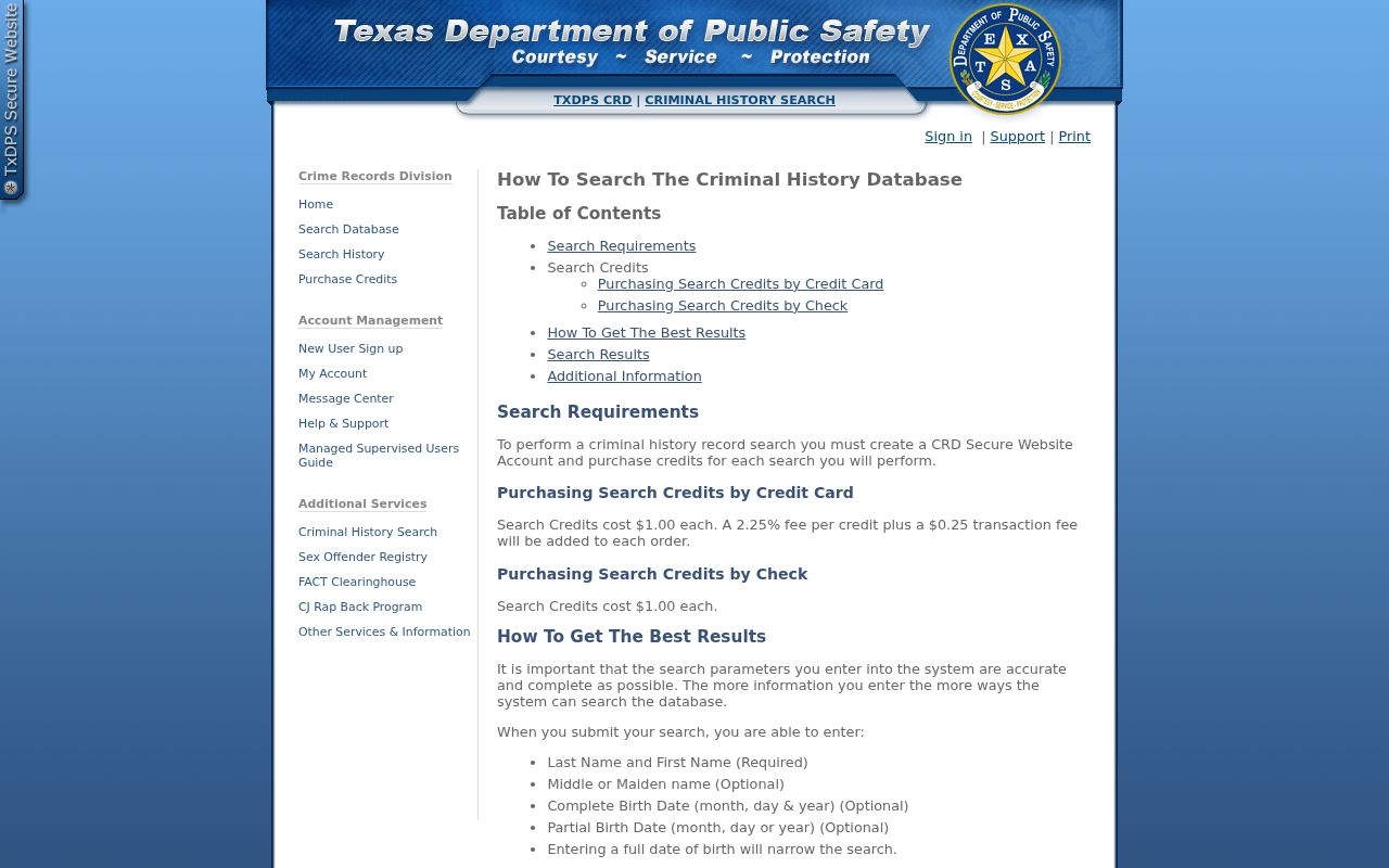 Delta County criminal history Texas DPS conviction search information