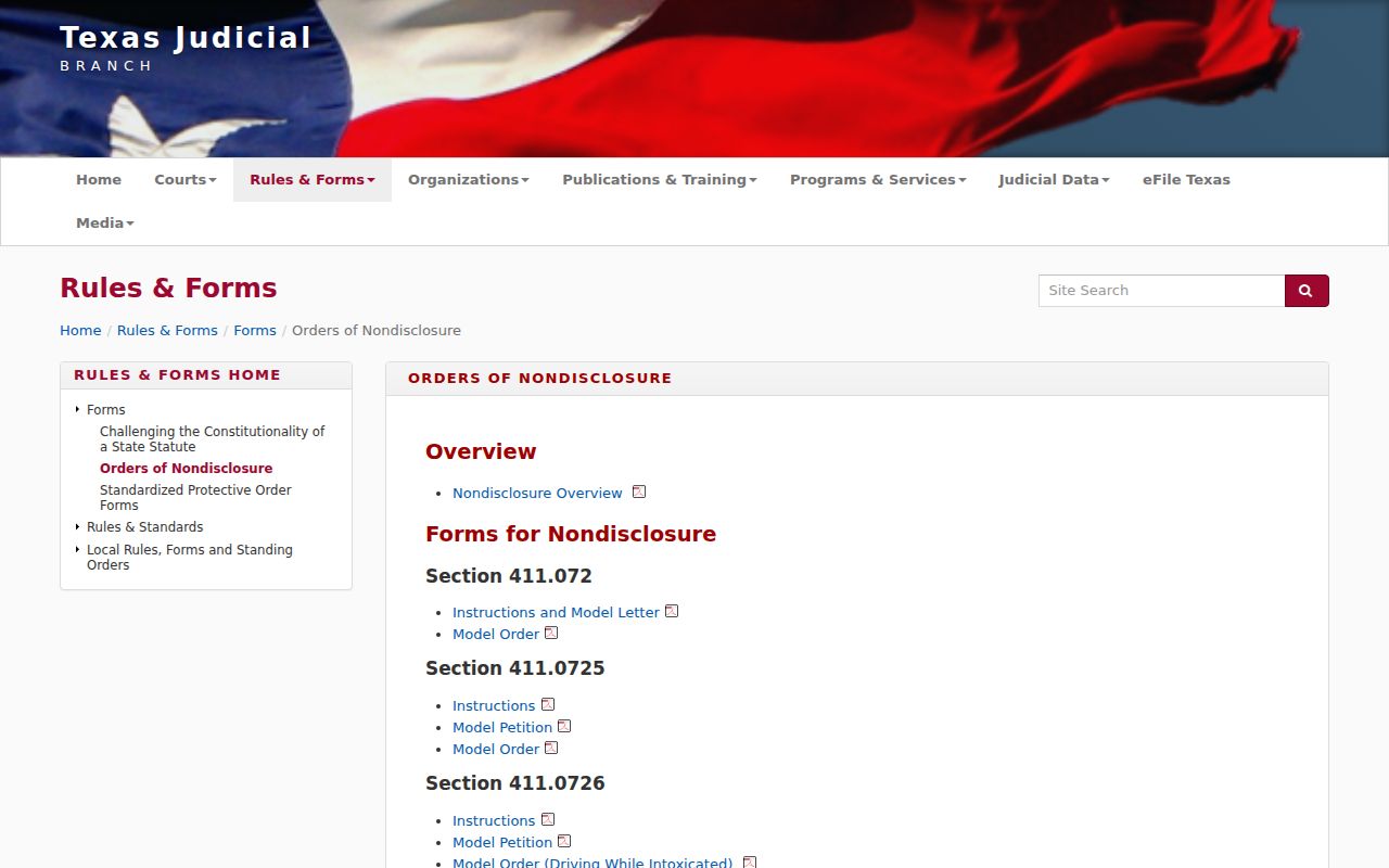 Delta County criminal records Texas nondisclosure forms