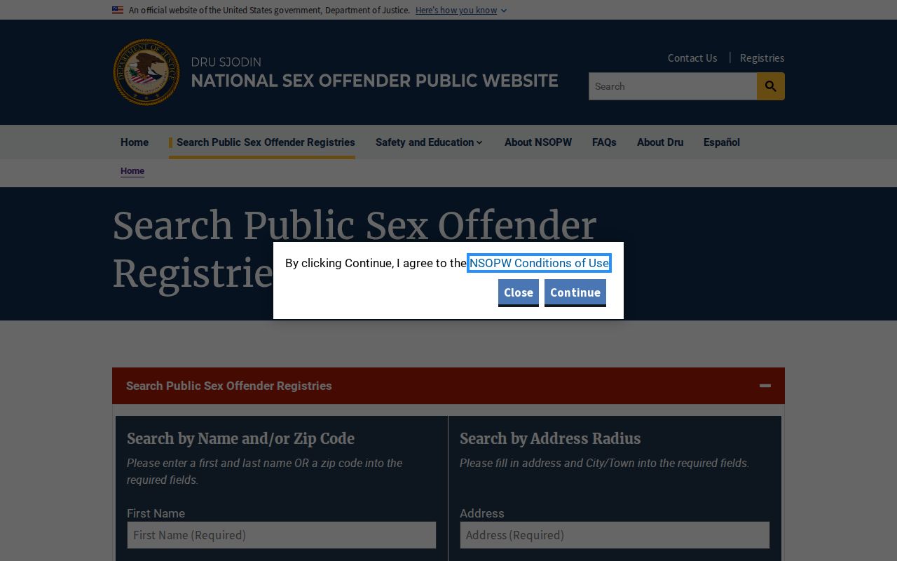 National NSOPW radius search used with a Delta County sex offender lookup